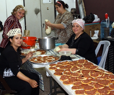 Women preparing food together